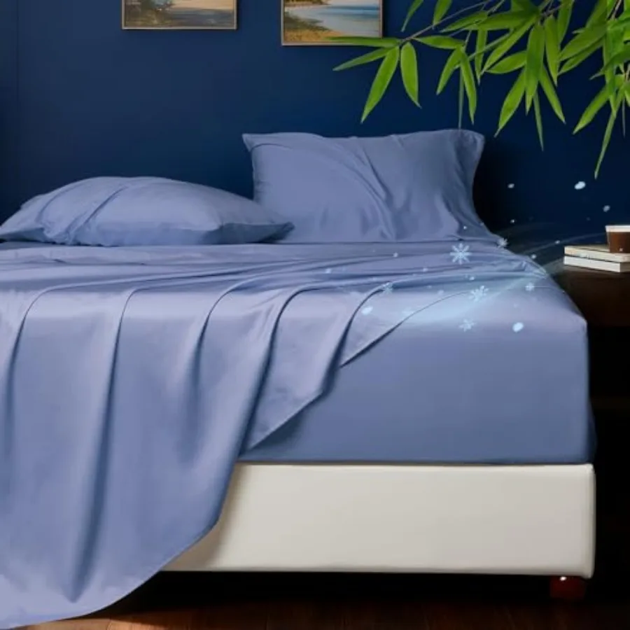 

Cooling Sheets Rayon Derived from Bamboo Silk Soft and Breathable No Sweat Luxury Sheet Set Extra Deep Pocket Sheets Fits 18" 2