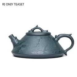 190ml High-end Yixing Raw Ore Purple Clay Teapot Famous Handmade Stone Scoop Dragon Pattern Tea Pot Beauty Chinese Zisha Tea Set