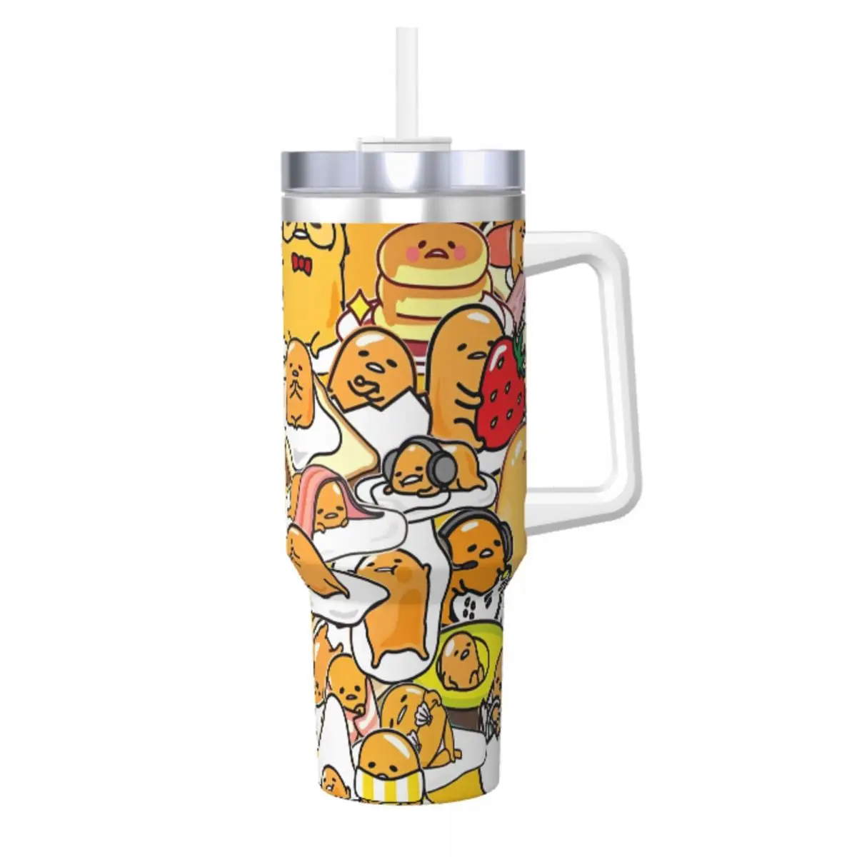 Sanrio Gudetama Egg Printed Tumbler Cold and Hot Water Bottle Heat Preservation Stainless Steel Thermal Mug Camping Car Mugs