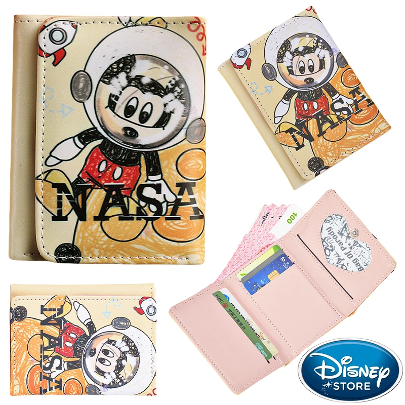 

Disney Микки Маус мультфильм кошелек из искусственной кожи аниме женский портативный складной кошелек для монет короткий кошелек держатель для кредитных карт автобуса подарки для детей