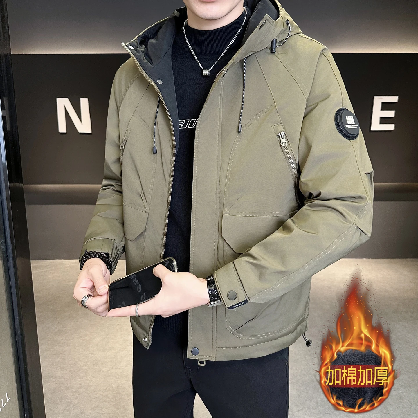 

Fashion Outerwear Winter Warm Parkas Jackets Men Trendy Student Puffer Jacket Oversize Parka Korean Men's Puffer Jacket Parkas