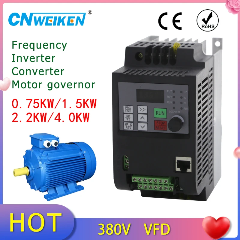 New Universal 1.5KW 2HP Frequency Converter Output 3.7A 3PH 380V 400Hz V/F Control VFD For Weaving Machine Motor