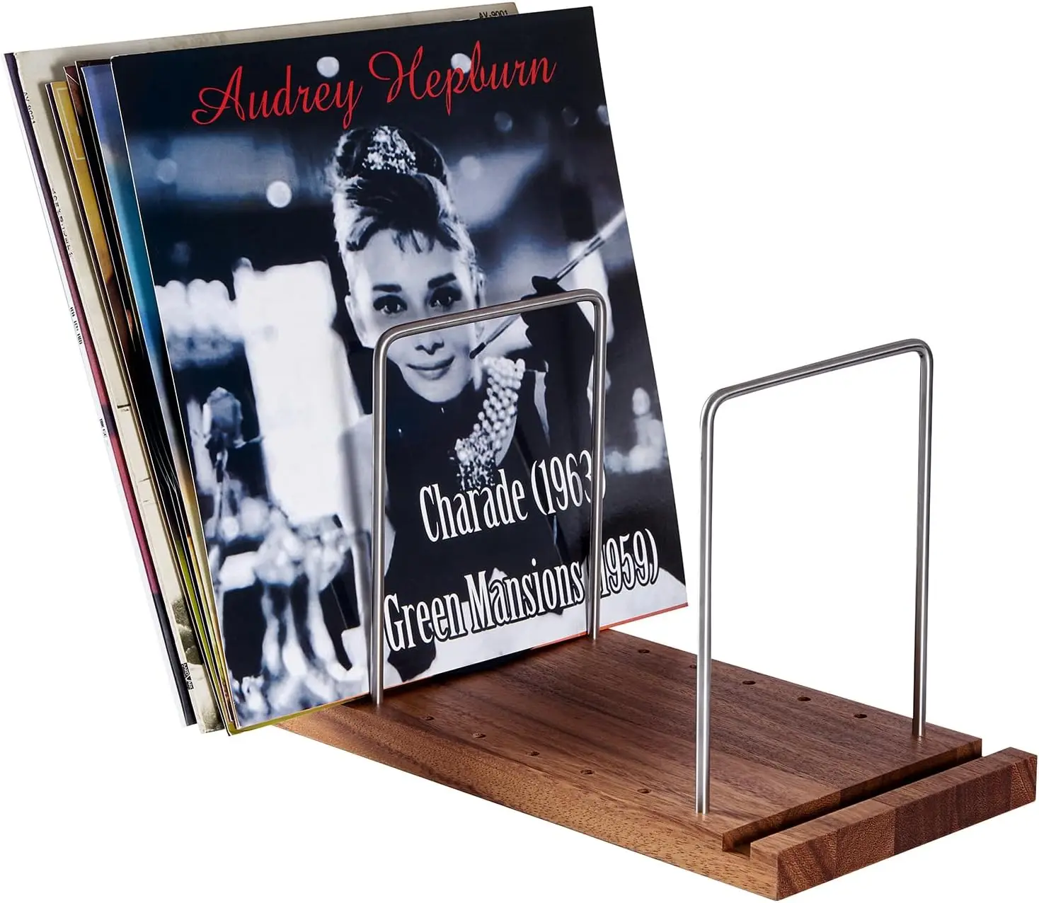 

Solid Wood Vinyl Record Holder, Holds 50-75 LPs, Built-in Display Stand