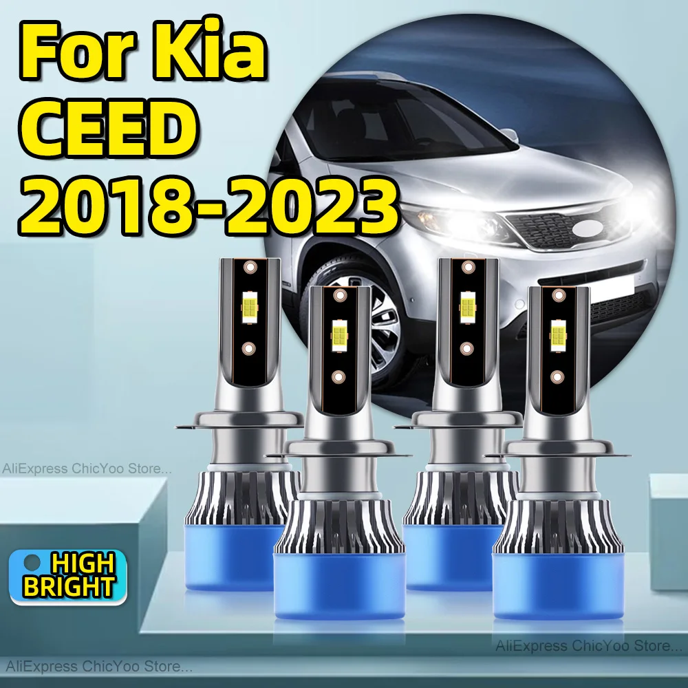 

2/4Pcs Led Headlight H7 Car Lights 12V 6000K White 28000LM CSP with Cooling Fan For Kia CEED 2018 2019 2020 2021 2022 2023