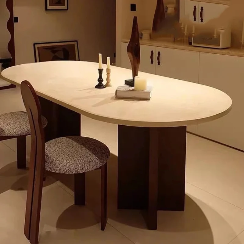 

Kawaii Kitchen Dining Table Unique Oval Waterproof Nordic Chairs Conference Tables Modern Wood White Mesas De Comedor Furniture