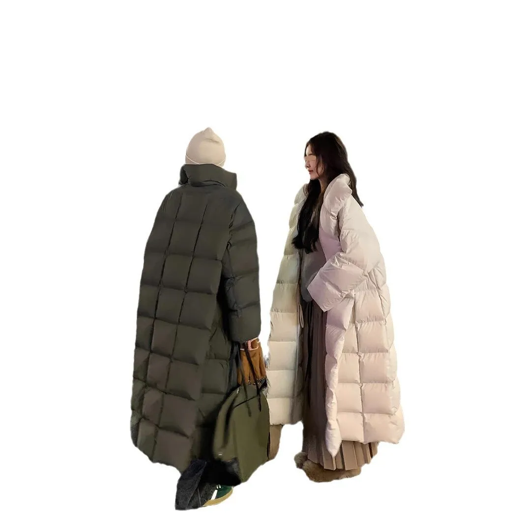 UMI MAO 90 화이트 콜레트 덕 다운 스탠드 칼라 다운 재킷 여성 겨울 새로운 느슨한 중간 길이 두꺼운 따뜻한 코트 Feminino