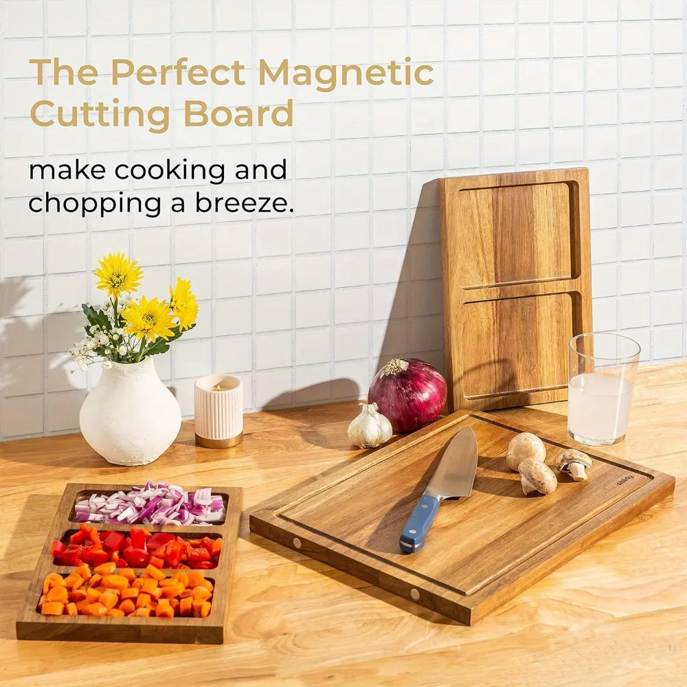 3pcs/Set Enlarged Kitchen Cutting Board Magnetic Design Portable Rectangular Dining Board Home Steak Board Western Cuisine Plate