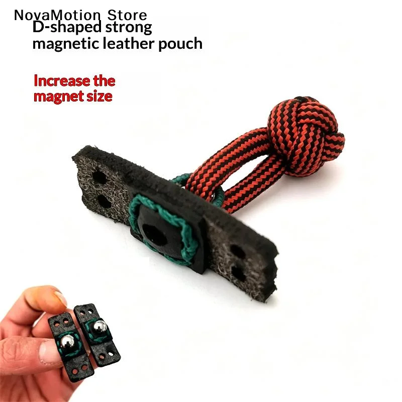 [NM]1PCS Ultra Fiber Double Hole D-type Magnetic Suction Leather Pocket Outdoor Slingshot Accessories[NM]