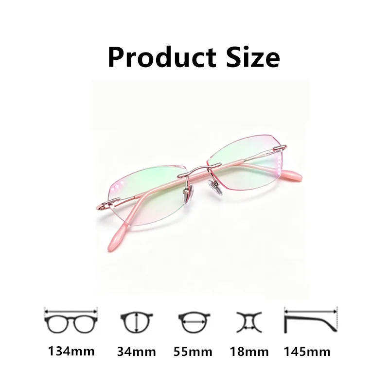Pure titanium frameless women's prescription glasses with cut edges, frameless myopia, anti blue light, progressive fashion MR-8