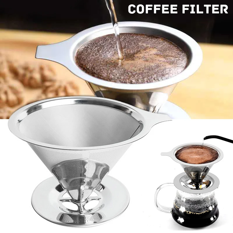 

New Pour Over Reusable 304 Stainless Steel Mesh Coffee Tea Dripper Filter Cup