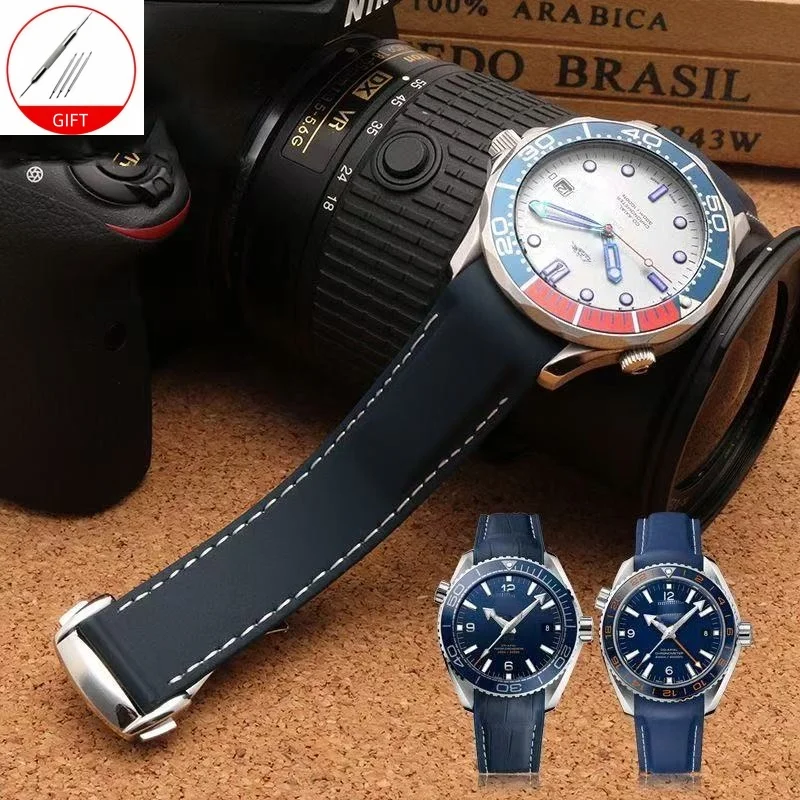 Silicone Watch Strap 20 22mm for Omega Watch AT150 SeaMaster 007 Men's Universe Ocean Series Longines Conquest Seiko Tudor