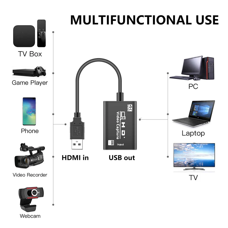 Video Capture Card  To USB 3.0 Full HD 1080P 4K  Capture Card Live Streaming And Record