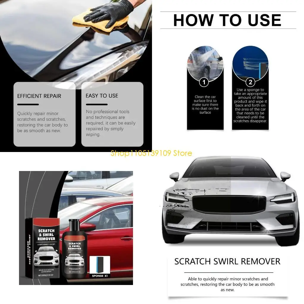 

100g Car Scratch Remover With Sponge Car Styling Auto Body Paint Care Scratch Polishing Cleaner