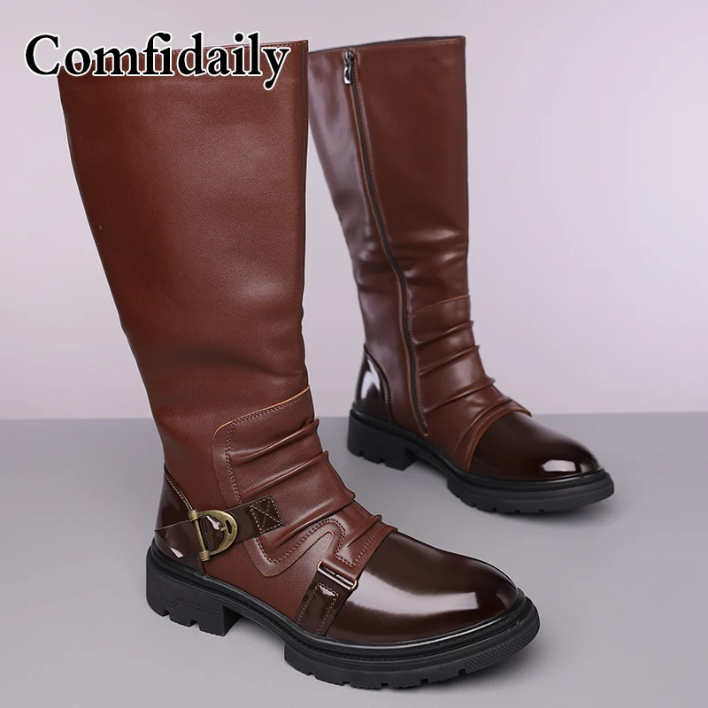 

Men's High-Top Boots British Style Fashionable Long Tube Boots Comfortable Wear-Resistant Anti-Slip Leather Boots-C1303