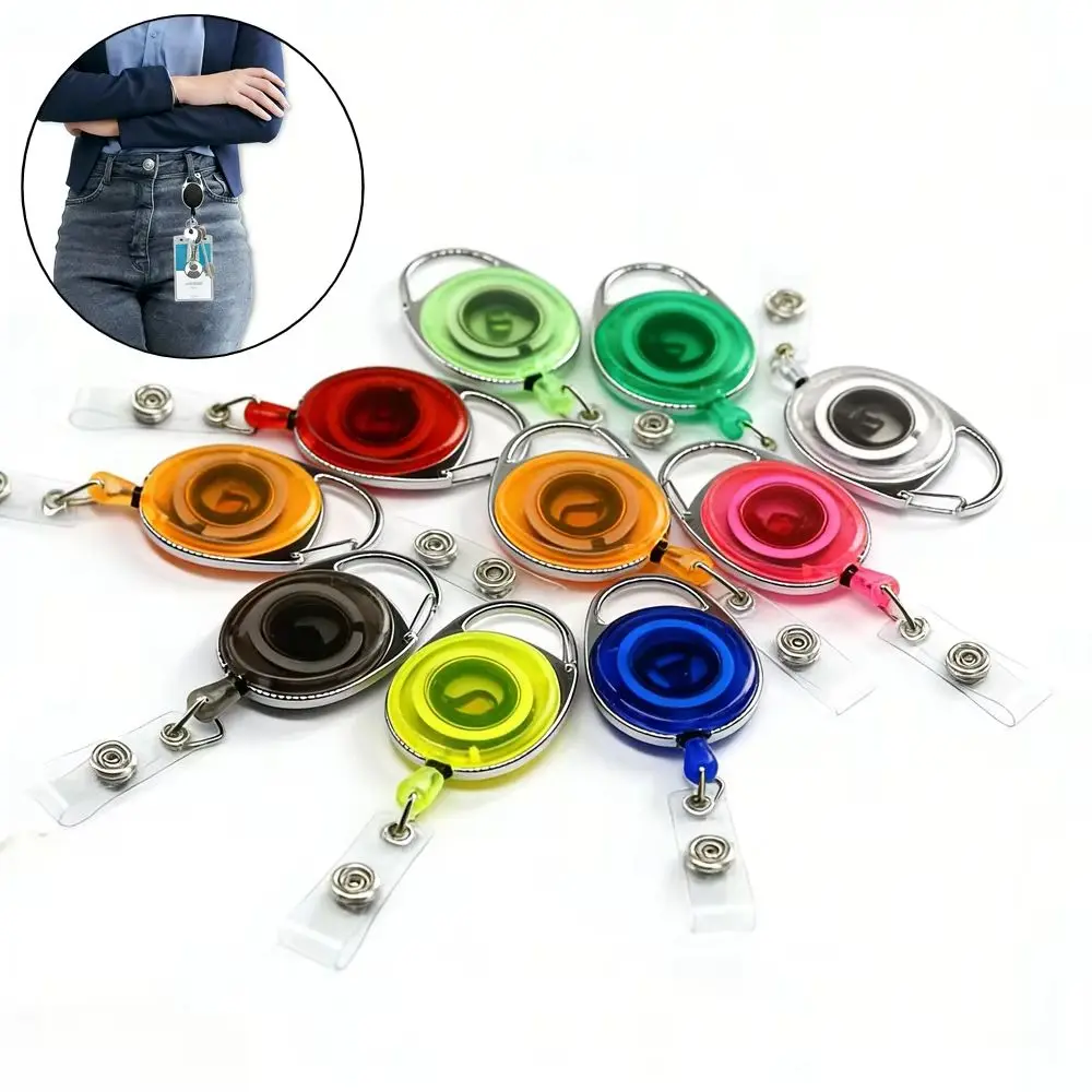 

Овальный прозрачный держатель для пропуска/карты с клипсой, брелок-ретрактор для рабочего удостоверения, металлический держатель для бейджа с выдвижным механизмом