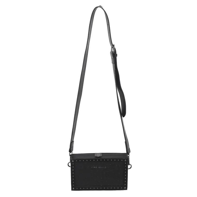 Sac à Bandoulière en Cuir PU pour Homme et Femme, Boîte Carrée Noire, Rivet, Solide, Design Tendance, Personnalité, Décontracté, Vintage, Unisexe, Assressentiavec Tout