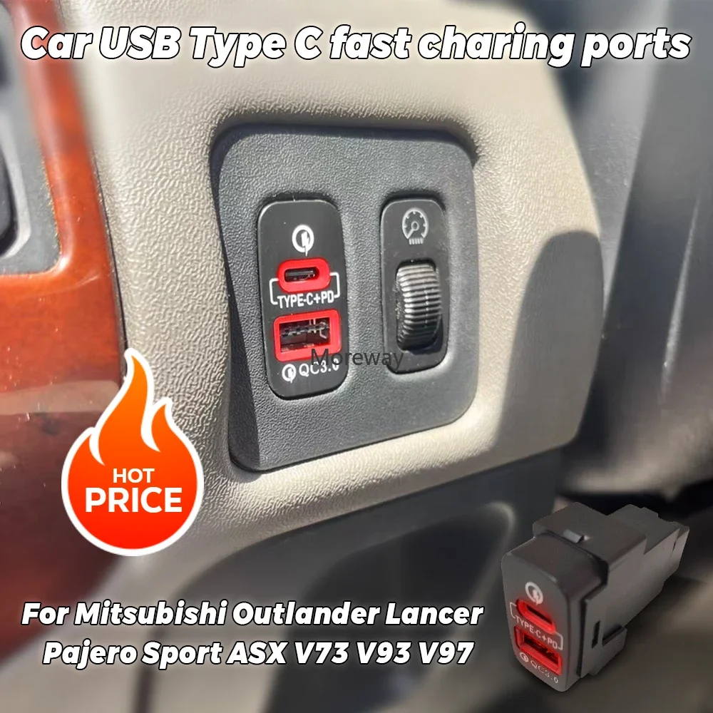 

LED Fast Charging Usb Port Phone Charger for ASX 2011-2018 Lancer L200 Triton 2013 Pajero Sport 2011-2015 Sovera Accessories