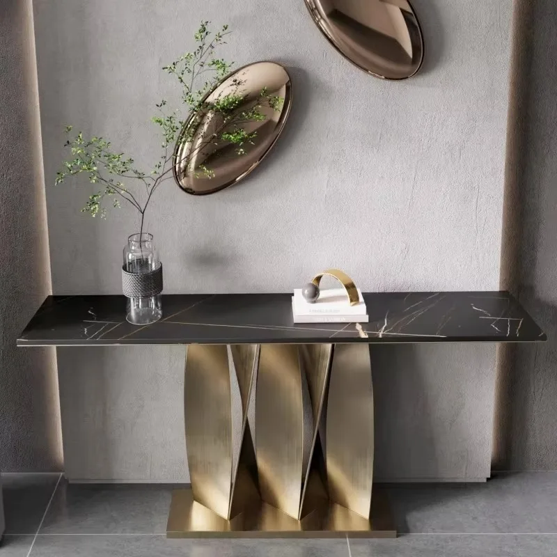 

Hotel Garden Entrance ConsoleMetal Modern Classic Office Table Minimalist Black Tavolino Soggiorno Luxuryo Hallway Furniture