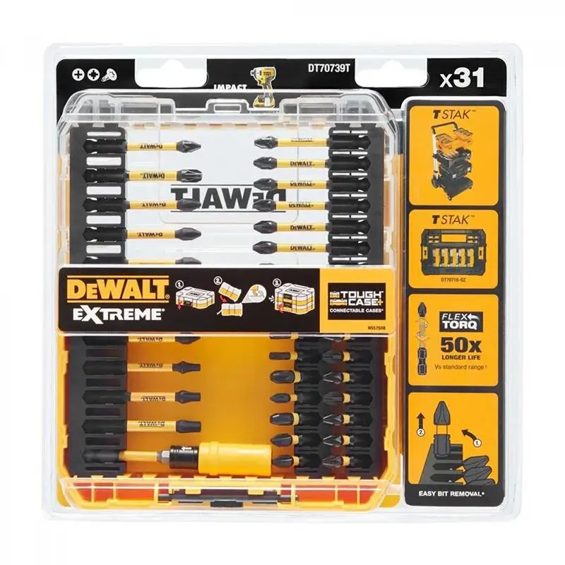 Imagem -05 - Dewalt de Madeira Acessórios para Ferramentas Elétricas Original Dt70739t-qz Bit Grupo 25 Mm57 mm Ph1 Pz1 T20 25 30