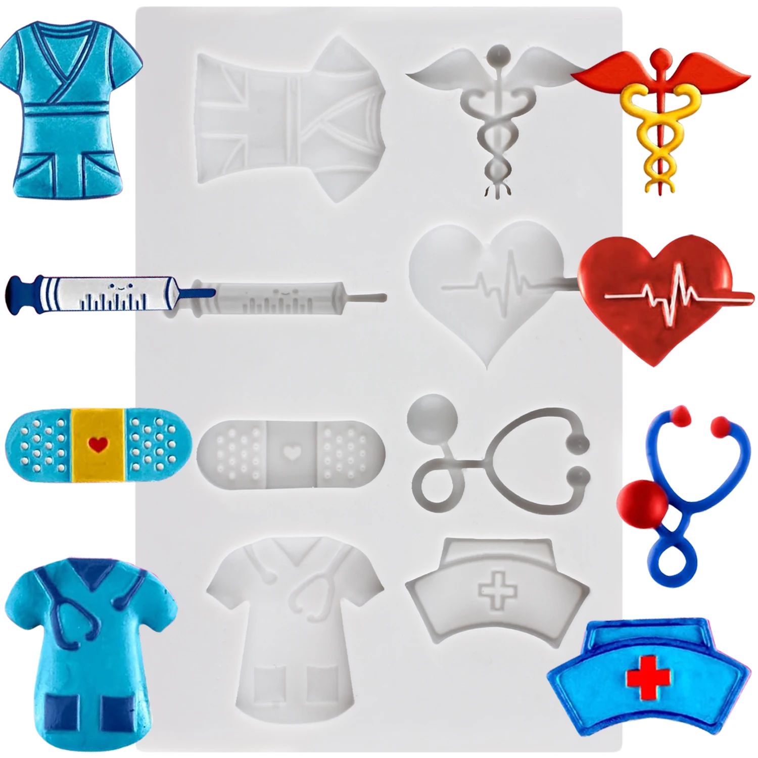 Nurse Uniforms Silicone Molds Medical Equipment Fondant Cake Decorating Tools Cupcake Topper Candy Craft Gum Paste Polymer Clay