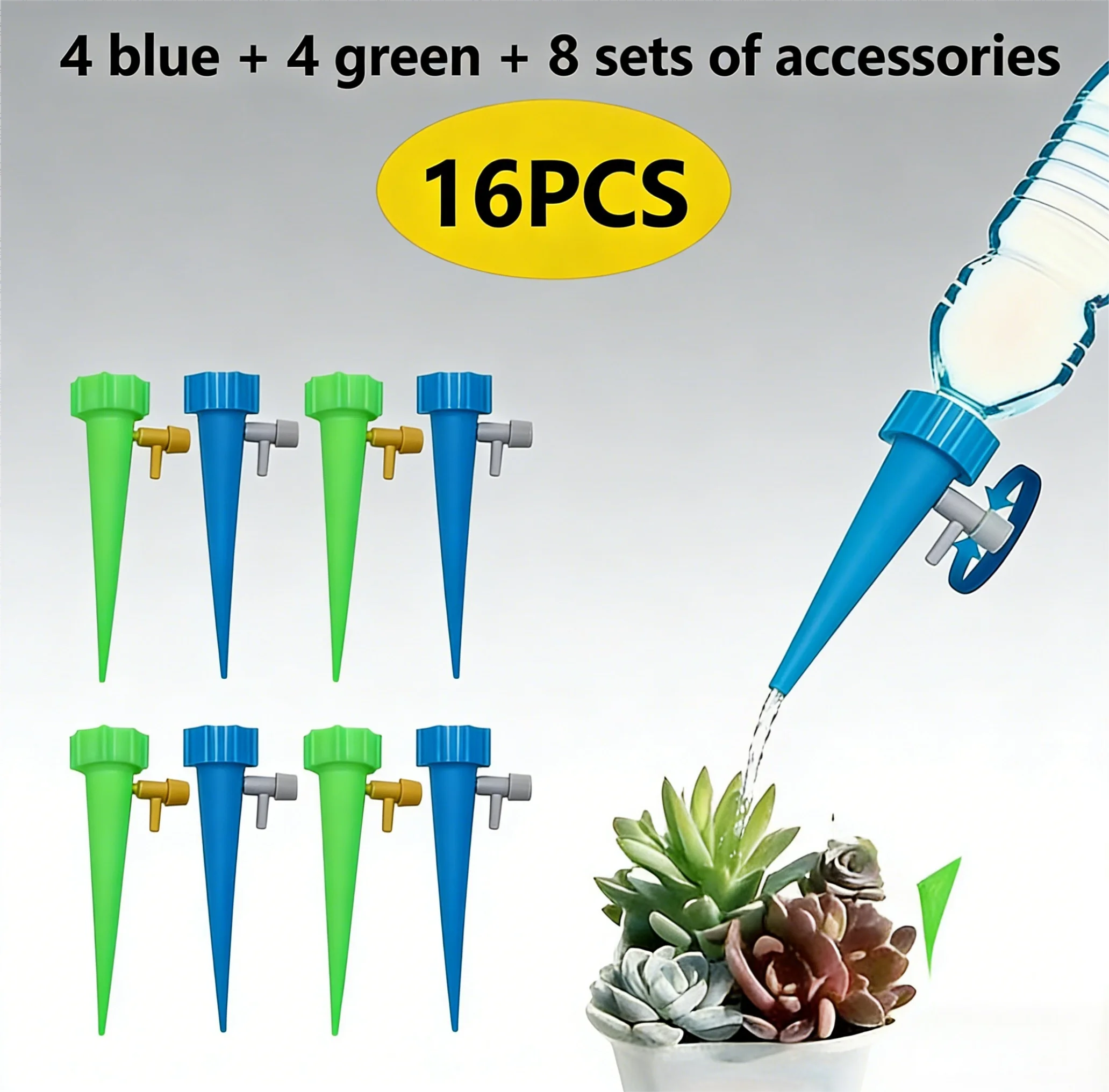 16-Piece Automatic Self-Priming Drip Irrigation Kit, Timed Watering, Adjustable Flow, Leak-Proof for Garden