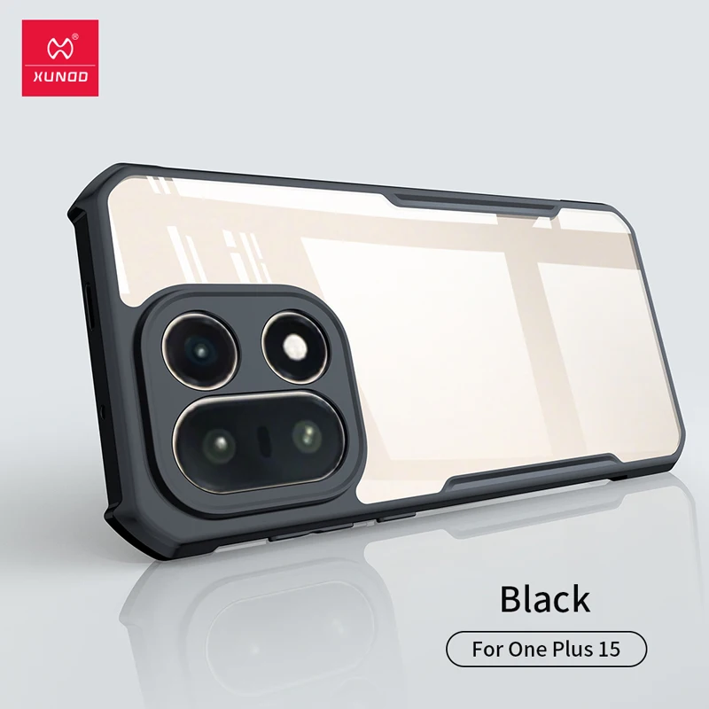 For OnePlus 15 Case XUNDD Airbags Shockproof Transparent PC+TPU Camera Protection Cover for One Plus 15