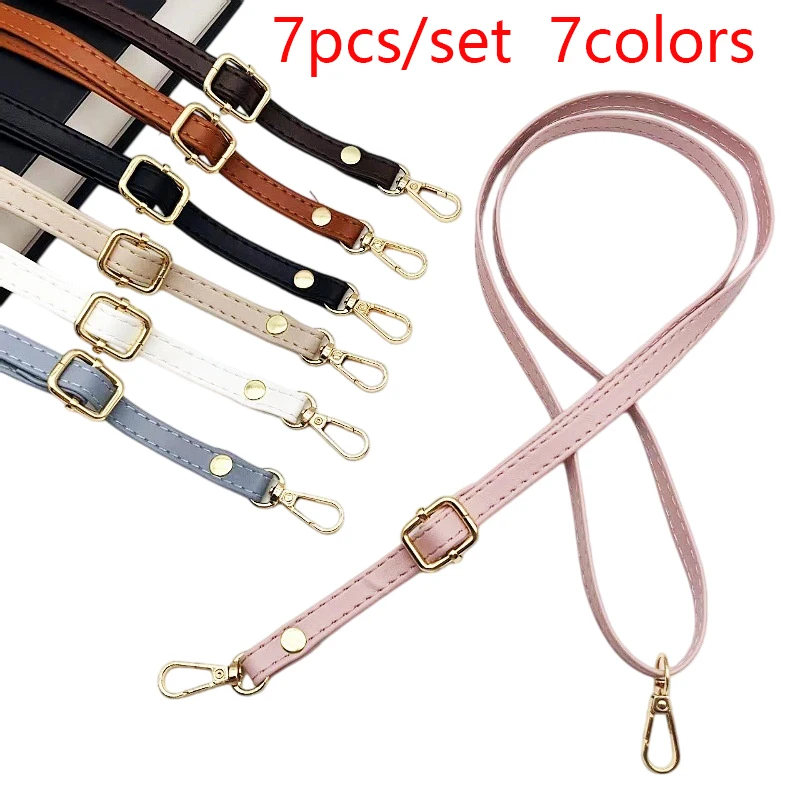 7-Piece Set of Mixed Color Pu Adjustable Bag Replacement Shoulder Straps DIY Handmade Bag Making Shoulder Strap Accessories Set 1cm Slim Adjustable Bag Replacement Straps Suitable for Bag Enthusiasts DIY Craft Enthusiasts