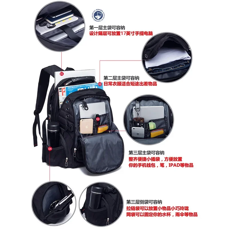 2023 New Fashion Water Resistant Business Backpack for Men Travel Laptop Backpack Bags Male Mochila for Teen Student Schoolbag