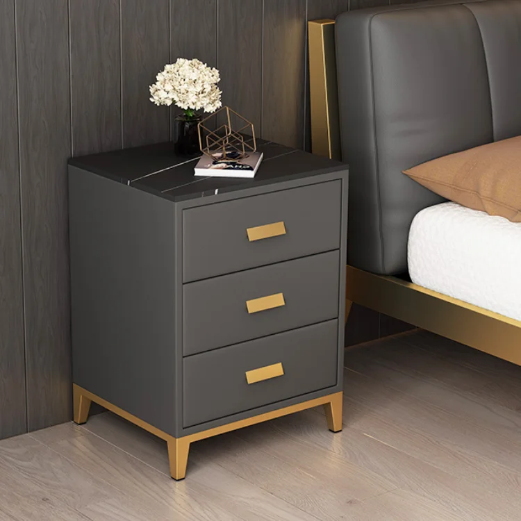 Stainless Steel bed side table Plating Hardware chest of drawers Modern space saving furniture