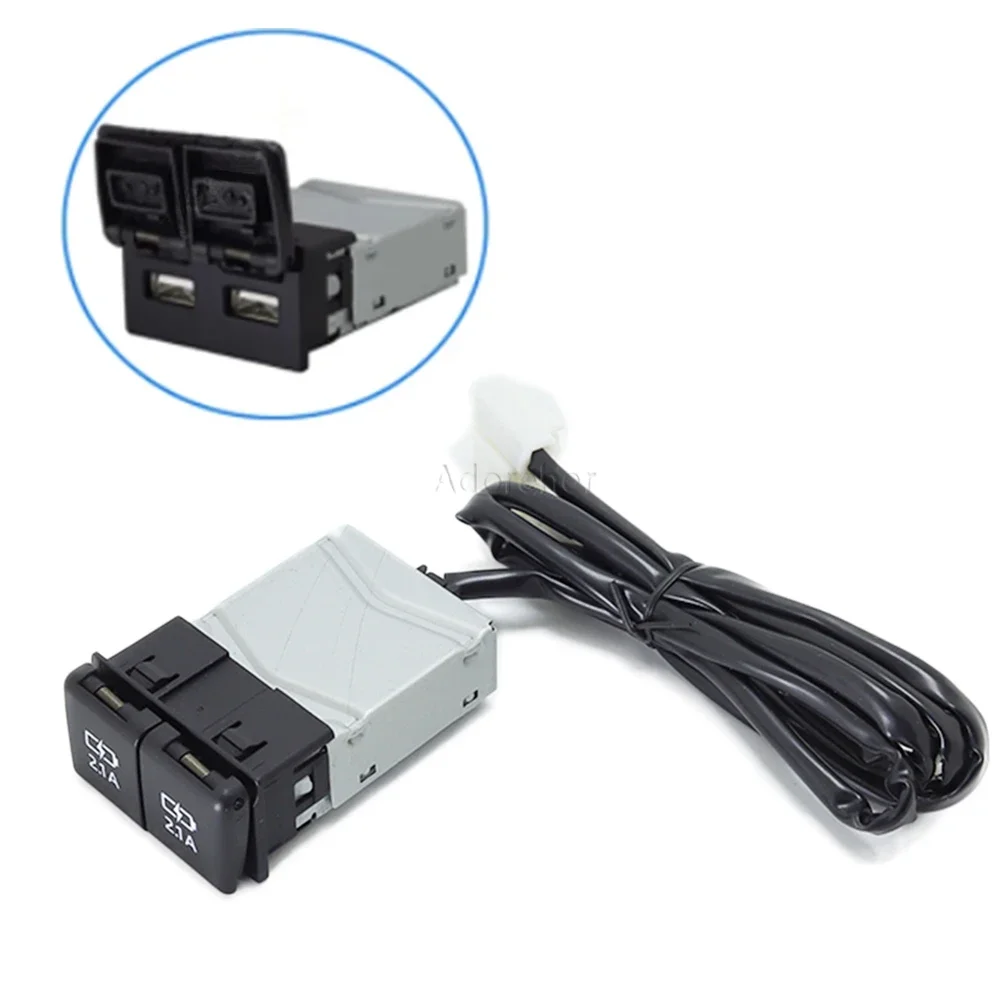 

1PC 2.1A Car Charger Socket Dual QC3.0 Charging Outlet Power Adapter with Wire for Toyota Camry Avalon Highlander Levin RAV4