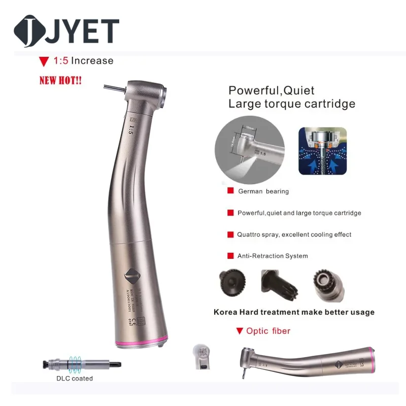 Dental Led 1:5 Fiber Optical Electric Motor Handpiece Variable Speed Electric Motor Matching Dentistry Tool Dentists Supplies