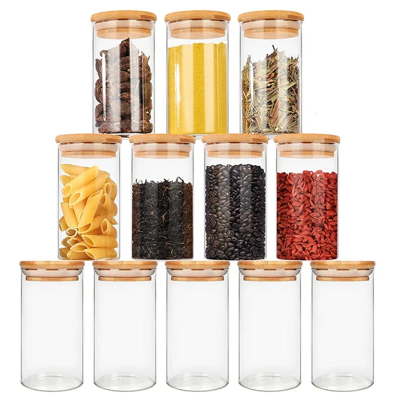 

LUDA Glass Jars, Spice Jars With Bamboo Lids, Glass Containers For Home Kitchen Counter, Tea, Herbs, Sugar, Salt, Coffee