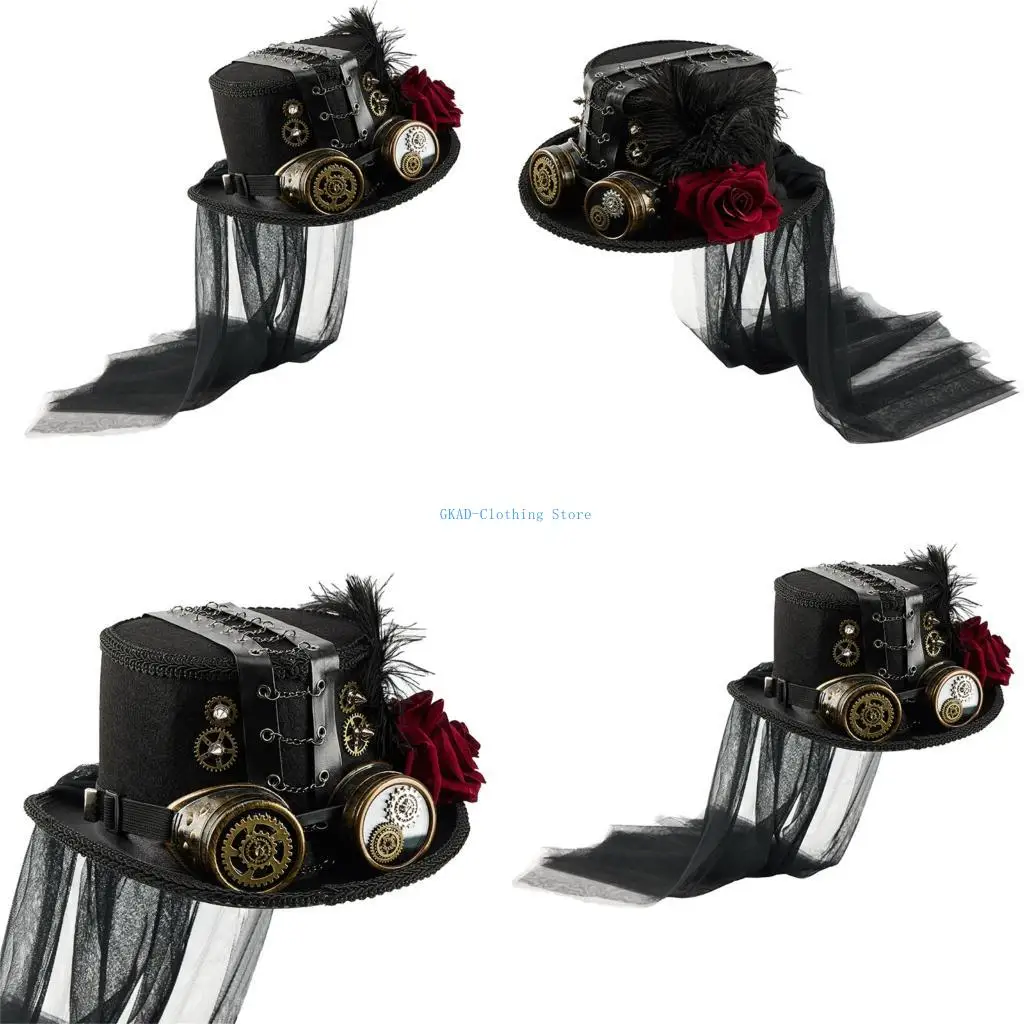 

N0PE Gothic Cosplay Evlay Top Hat с очками Metal Gear Black Veil Headwear Headwear