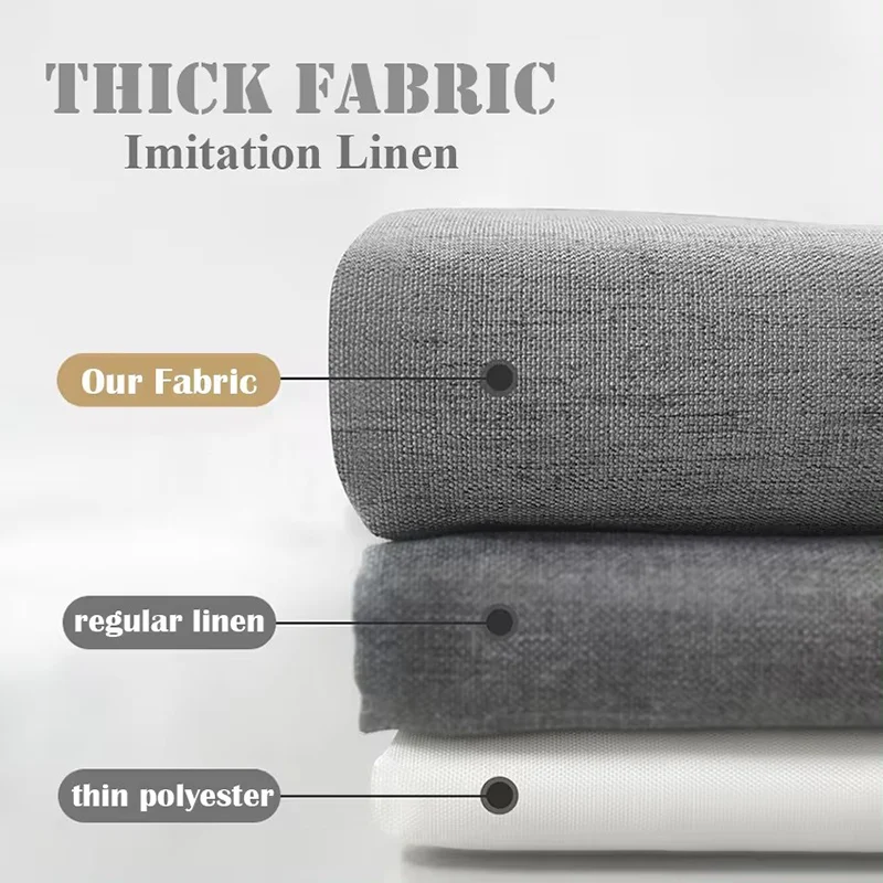 Luxury Thick Imitation Linen Shower Curtain Modern Thickened Solid Color Fabric Waterproof Bath Curtains For Bathroom Bathtub