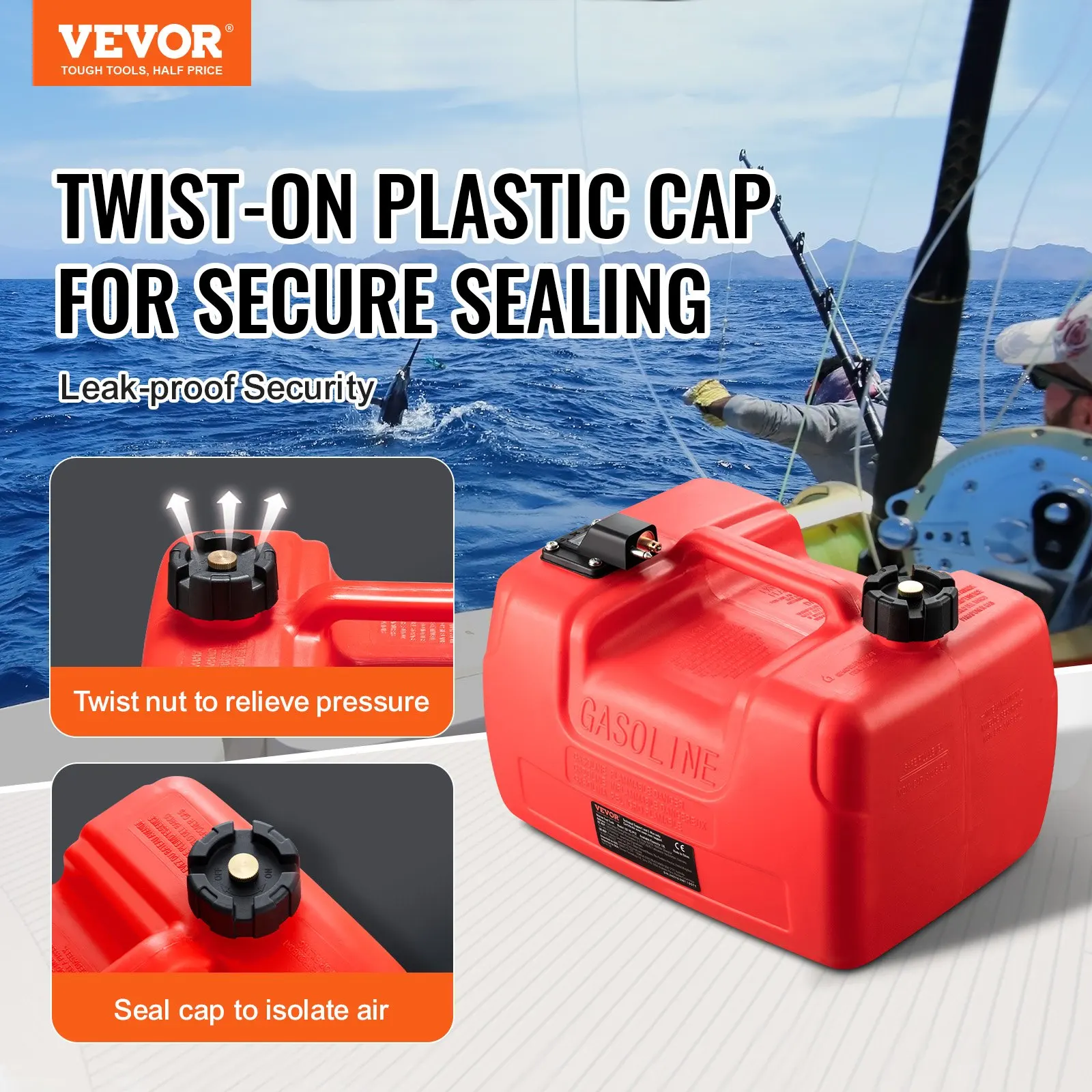 

Морской топливный бак, 3,17 галлона (12 л), портативный топливный бак для лодок с подвесным мотором, пластиковый топливный бак для морских судов.