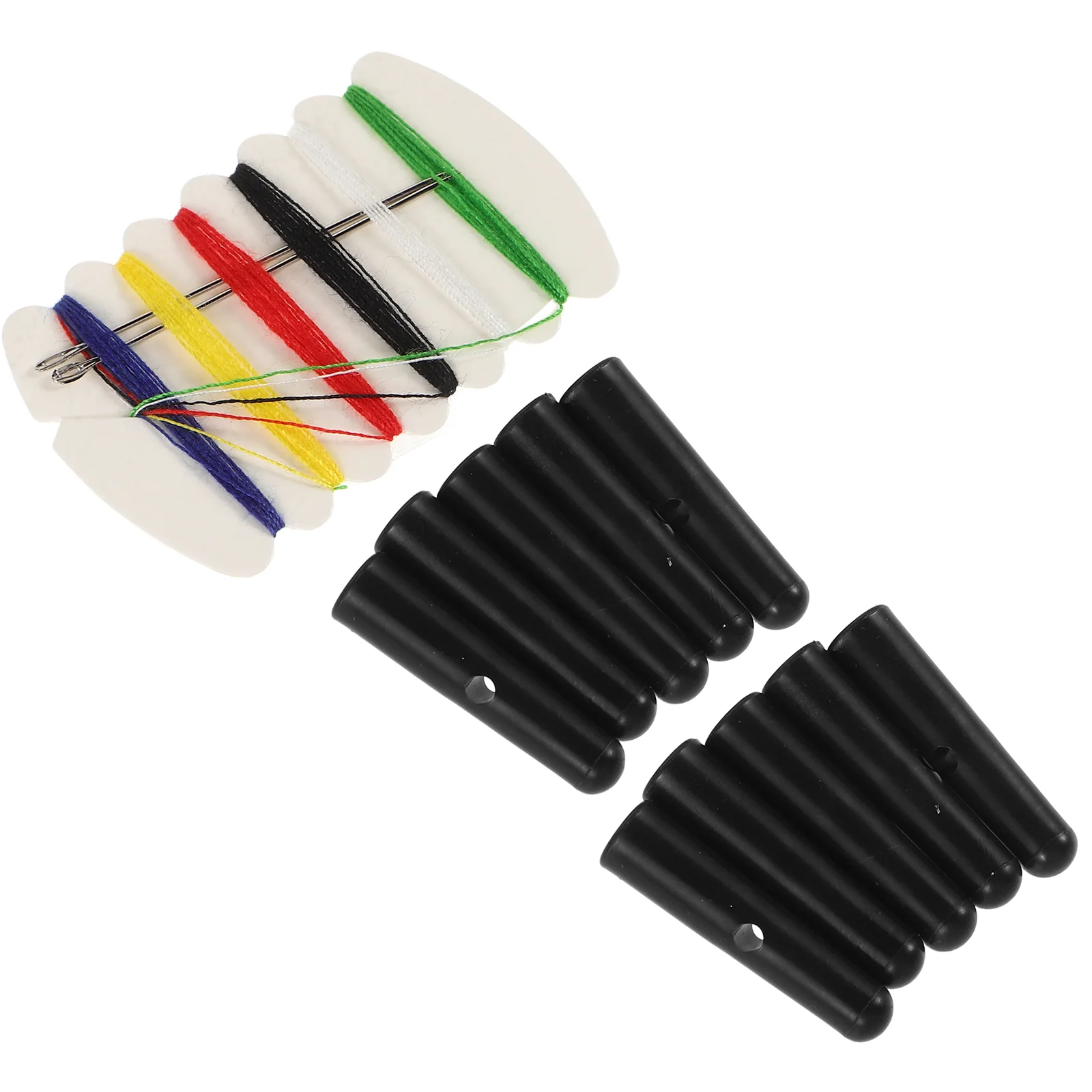 

10 Pcs Umbrella Parts Rain Bone Covers Tail Bead Long Handle Foldable 27x07cm Repair Accessories Replacement Black Folding