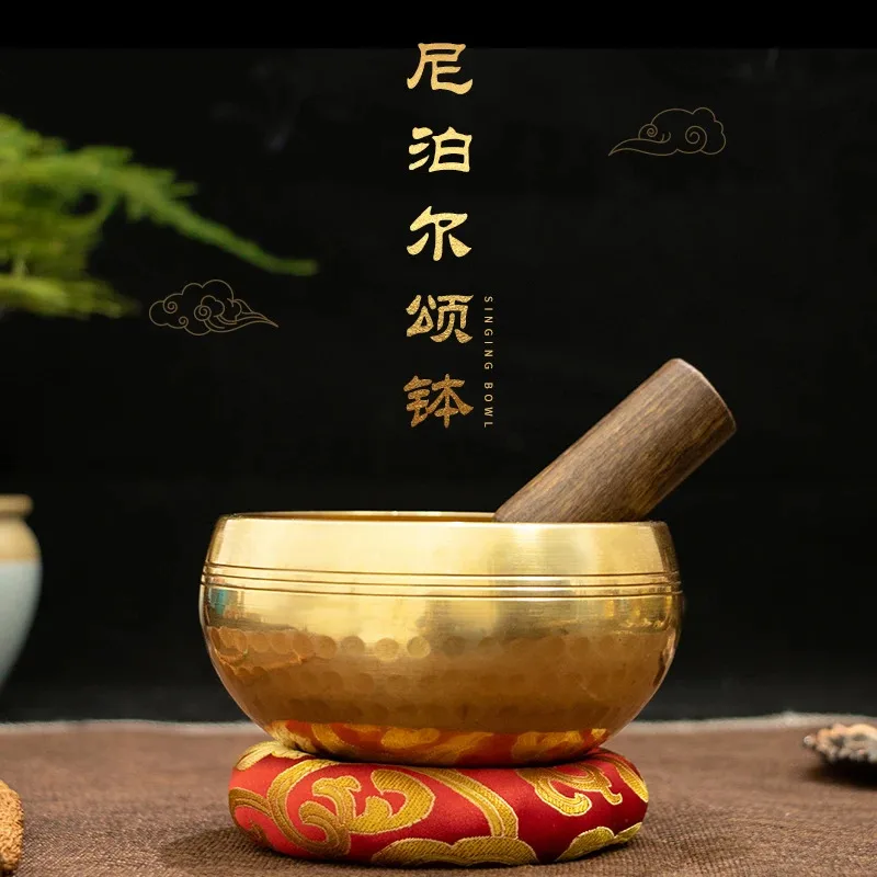 Cuenco Tibetano Hecho a Mano en Nepal, Cuenco de Sonido Budista para Yoga, Meditación, Canto, Campana de Latón, Artesanía, Música Terapéutica