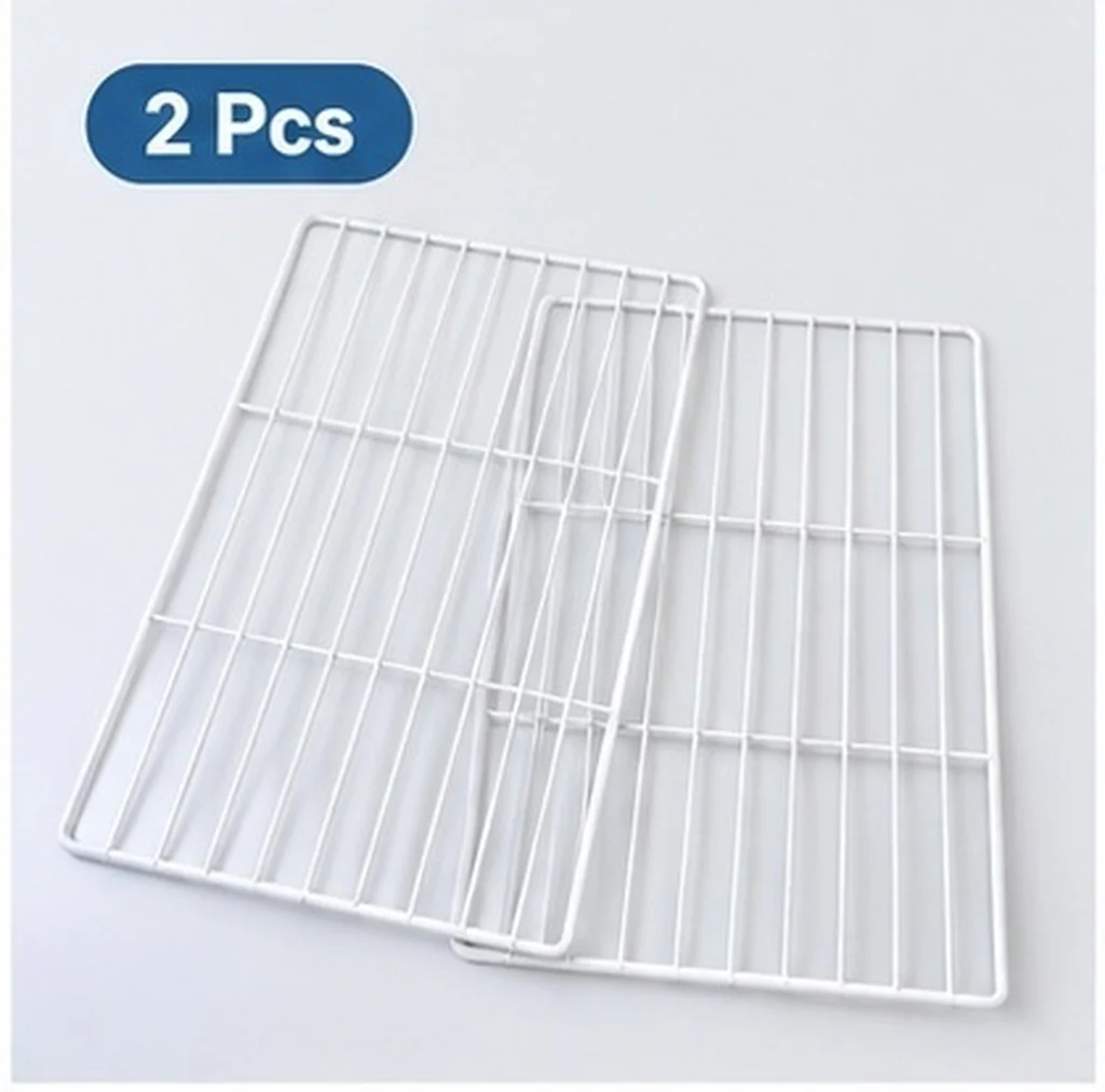 2Pcs Freezer Shelf Organizer Wire Grid Storage Racks Strong Metal Refrigerator Shelves for Kitchen Space Optimization Easy