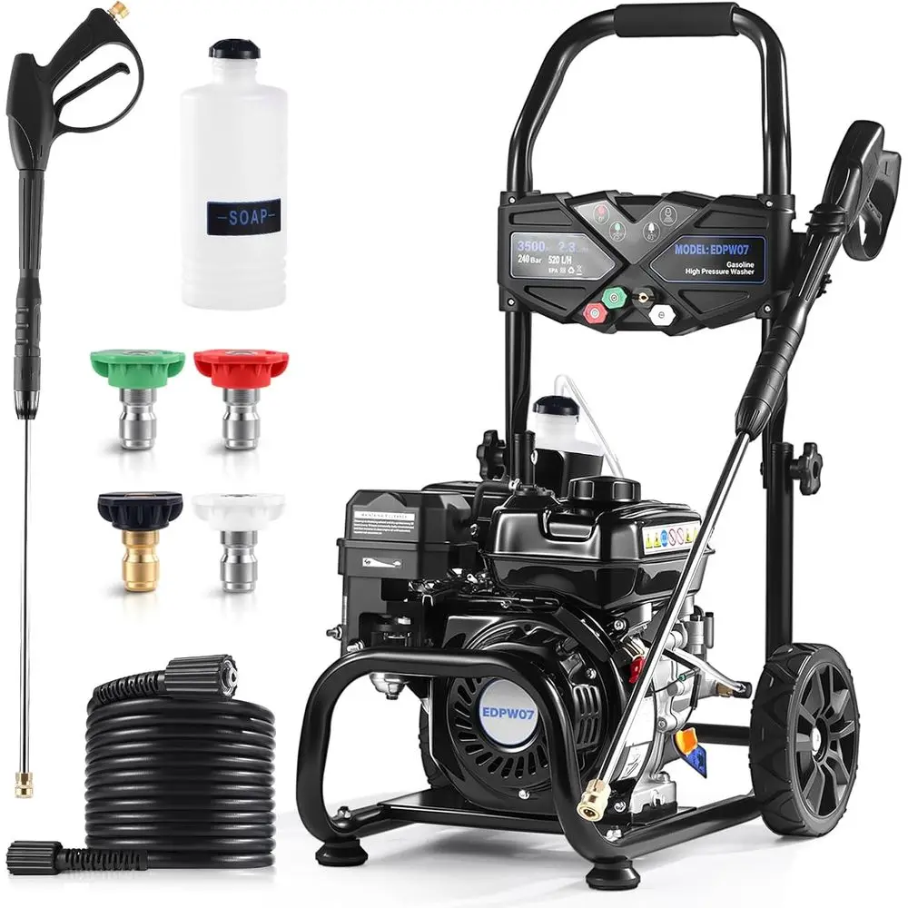 

Мойка высокого давления 3500 PSI, 2.3 GPM с 4 насадками и пенной насадкой для чистки автомобилей, подъездных путей и дома