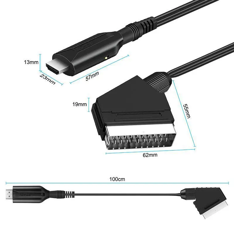 Hdmi-Compatibel Naar Scart-Kabel Scart-Hdmi-Compatibele Output Upscale Converter Signaaladapter Hd-Ontvanger Dvd Tv Plug And Play