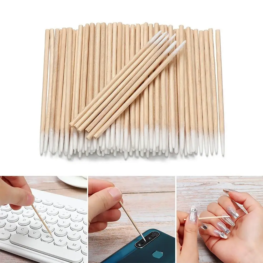 100pcs/bag Cosmetic Tattoo Tools Disposable Cotton Swab Makeup Accessories Ultra-small Tip Cotton Sticks Lint Free Micro Brushes