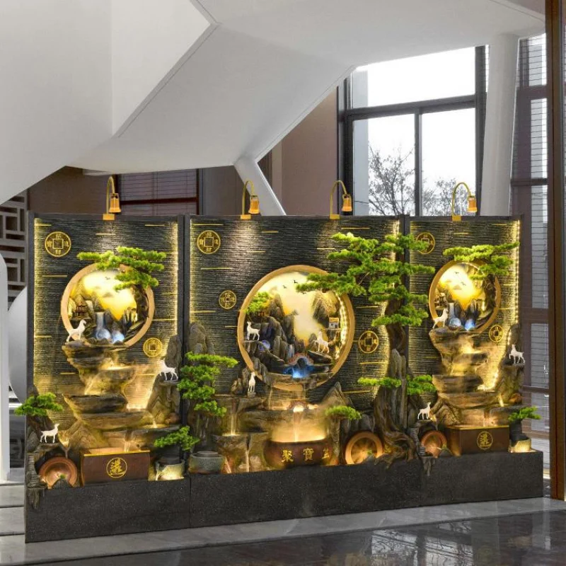 Customized Large Curtain Wall Flowing Fountain Ornament Living Room Office Flowing Screen Courtyard Circul