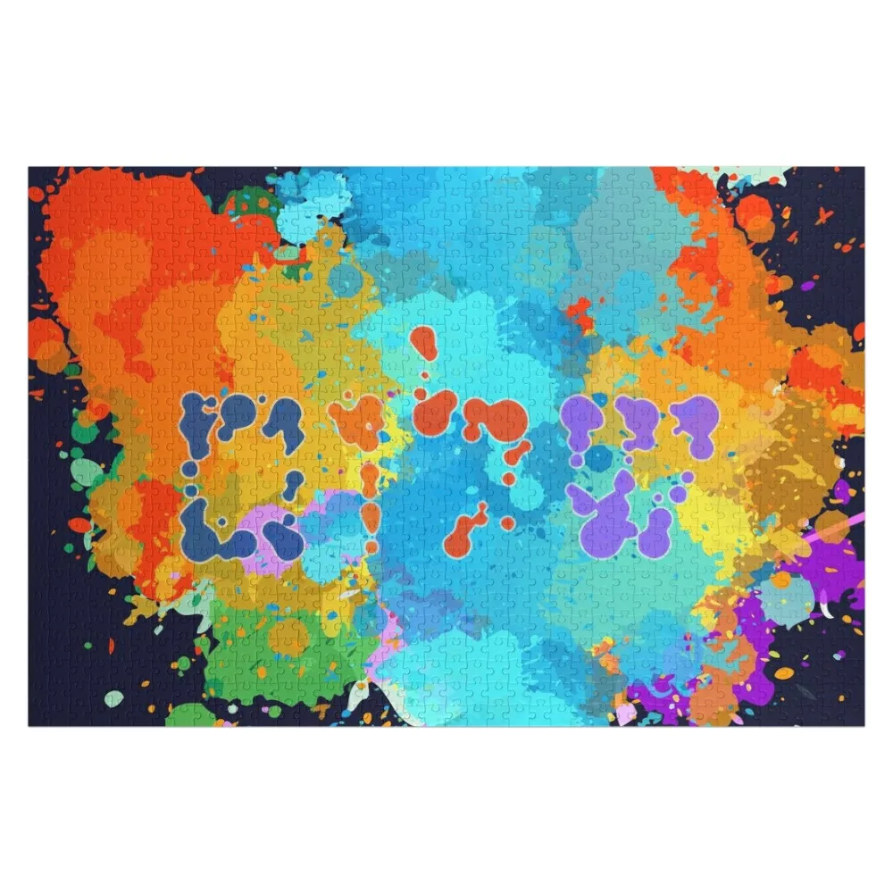Colorful Splash with Hebrew: Shalom Jigsaw Puzzle Personalize Wooden Name Animal Puzzle