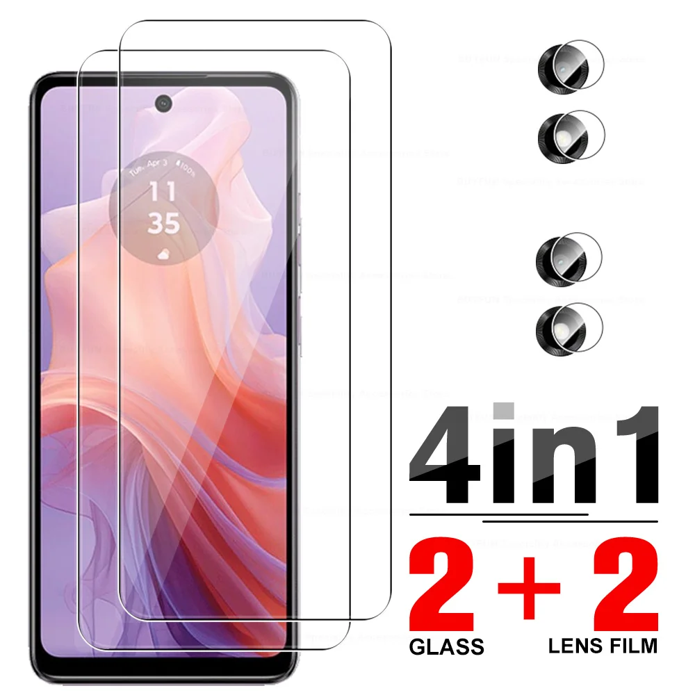 4in1 Tempered Glass Case For Motorola Moto E14 Screen Protector MotorolaE14 Moto E14 E 14 14E 6.56'' Camera Lens Protective Film