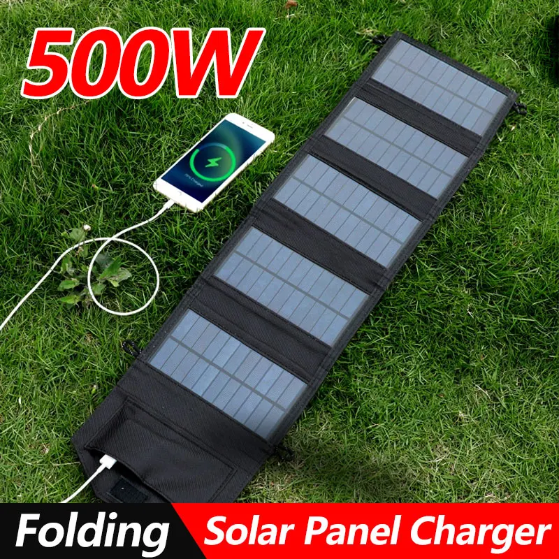 500W Faltbares Solarpanel 15W/h Tragbare Solarpanels Schnellladegerät USB 5V DC Dauerbetrieb Solarpanel Mobile Stromversorgung