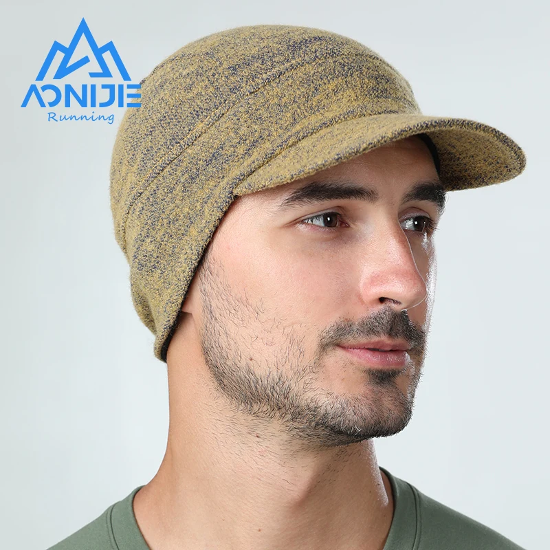 AONIJIE M33 Unisex Ciepła wełniana czapka z dzianiny z krótkim rondem Miękka czapka jeździecka chroniąca uszy jesienno-zimową do biegania i pieszych wędrówek