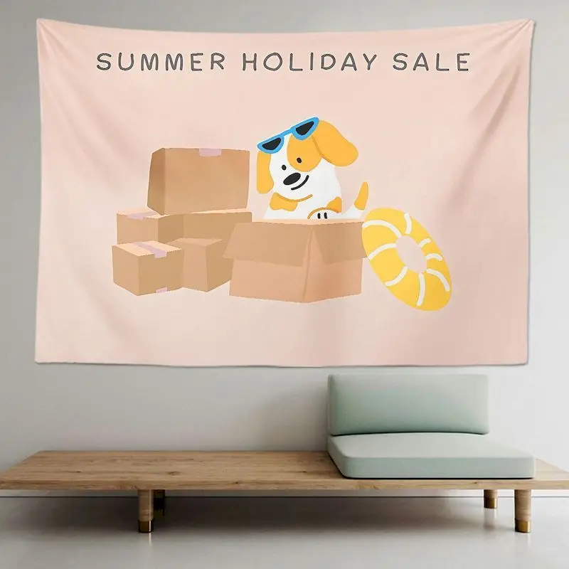 VIKAMA Cute Puppy Bread Beige Tapestry Wall Hanging, 6 Designs, Wall Decor for Bedroom Living Room Dorm