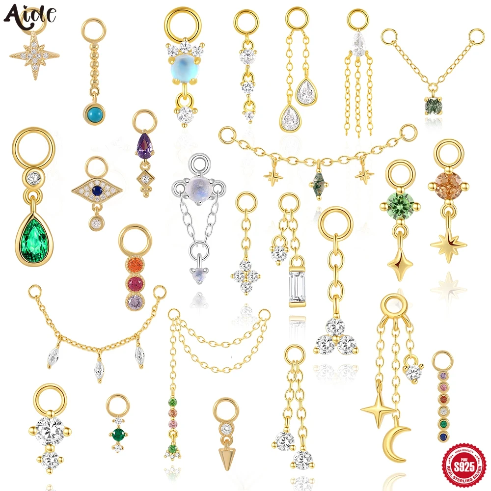 Aide S925 argent Sterling Miniature Zircon Y2k couleurs CZ chaînes breloques bijoux à bricoler soi-même faisant des accessoires boucle d'oreille collier Bracelet