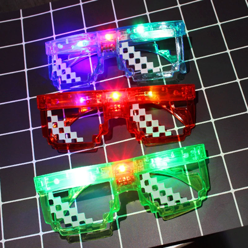 Creative Personality Pixel Mosaic Glowing Sunglasses Funny Sparkle Toys Glasses Adult Children Decoration Photography Props Gift