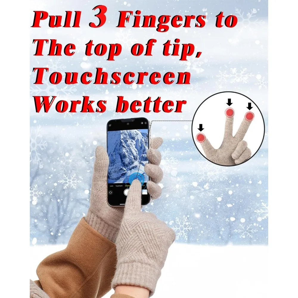 Winter Gloves for Women Touch Screen Thermal Lining Warm Gloves Cold Weather Christmas Gifts